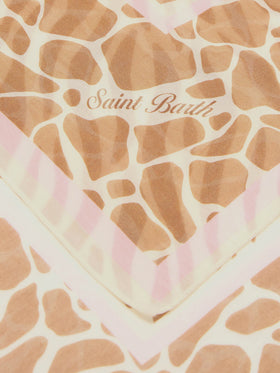 Langer Thaiti-Pareo aus Seidenmischung mit braunem Zebra-Animal-Print 