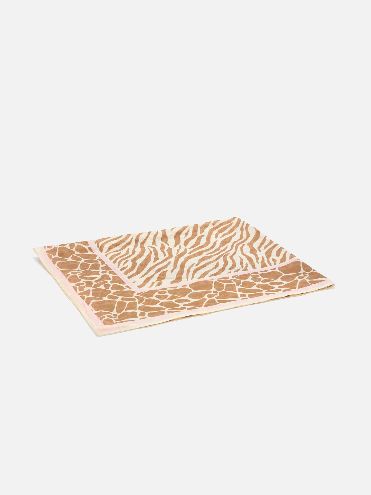 Langer Thaiti-Pareo aus Seidenmischung mit braunem Zebra-Animal-Print 
