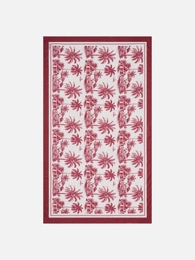 Pareo lungo Thaiti misto seta con stampa le toile de jouy bordeaux
