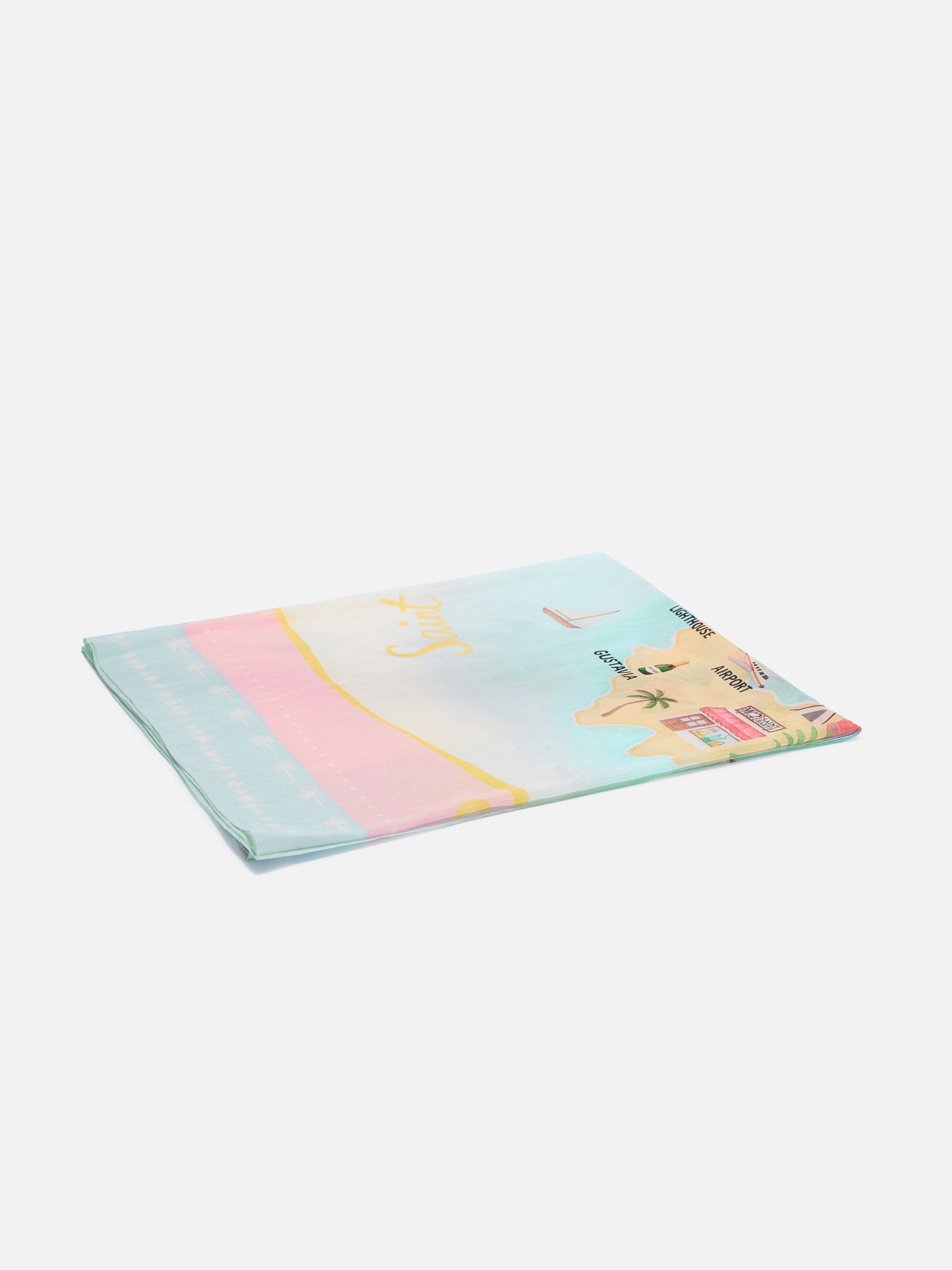 Thaiti long pareo in silk blend with St. Barth map print