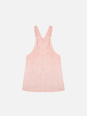 Girl pink corduroy overall Tecla with flower panel - MC2 Saint Barth
