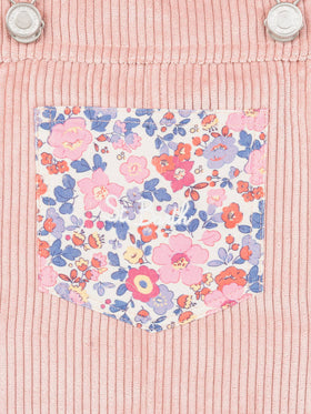 Girl pink corduroy overall Tecla with flower panel - MC2 Saint Barth