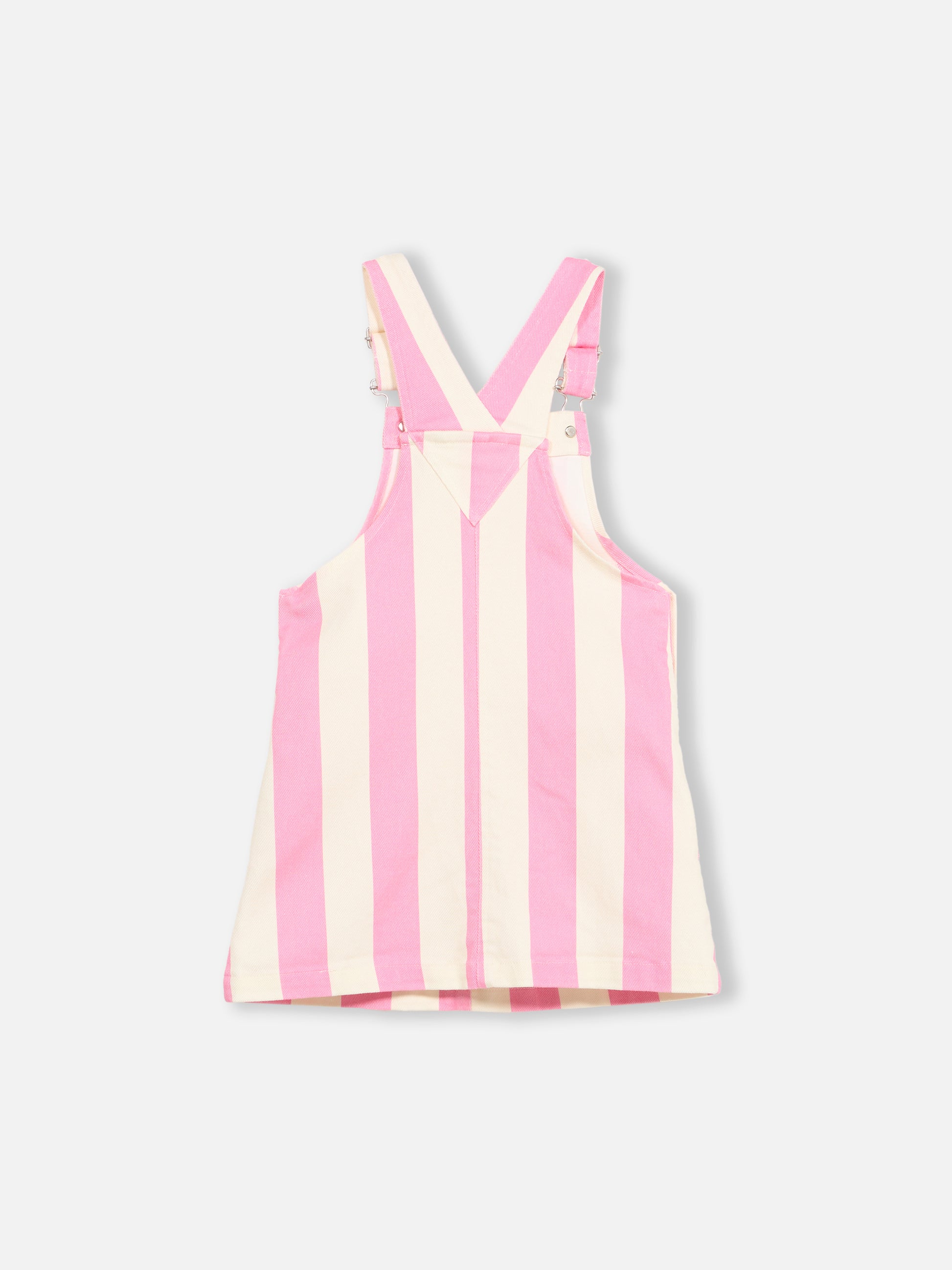 Girl pink striped denim short overall Tecla Jr - MC2 Saint Barth