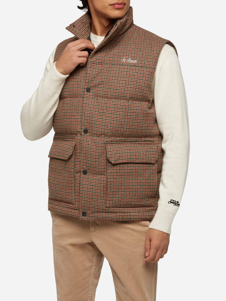 Down padded vest Thunder with pied de poul print - MC2 Saint Barth