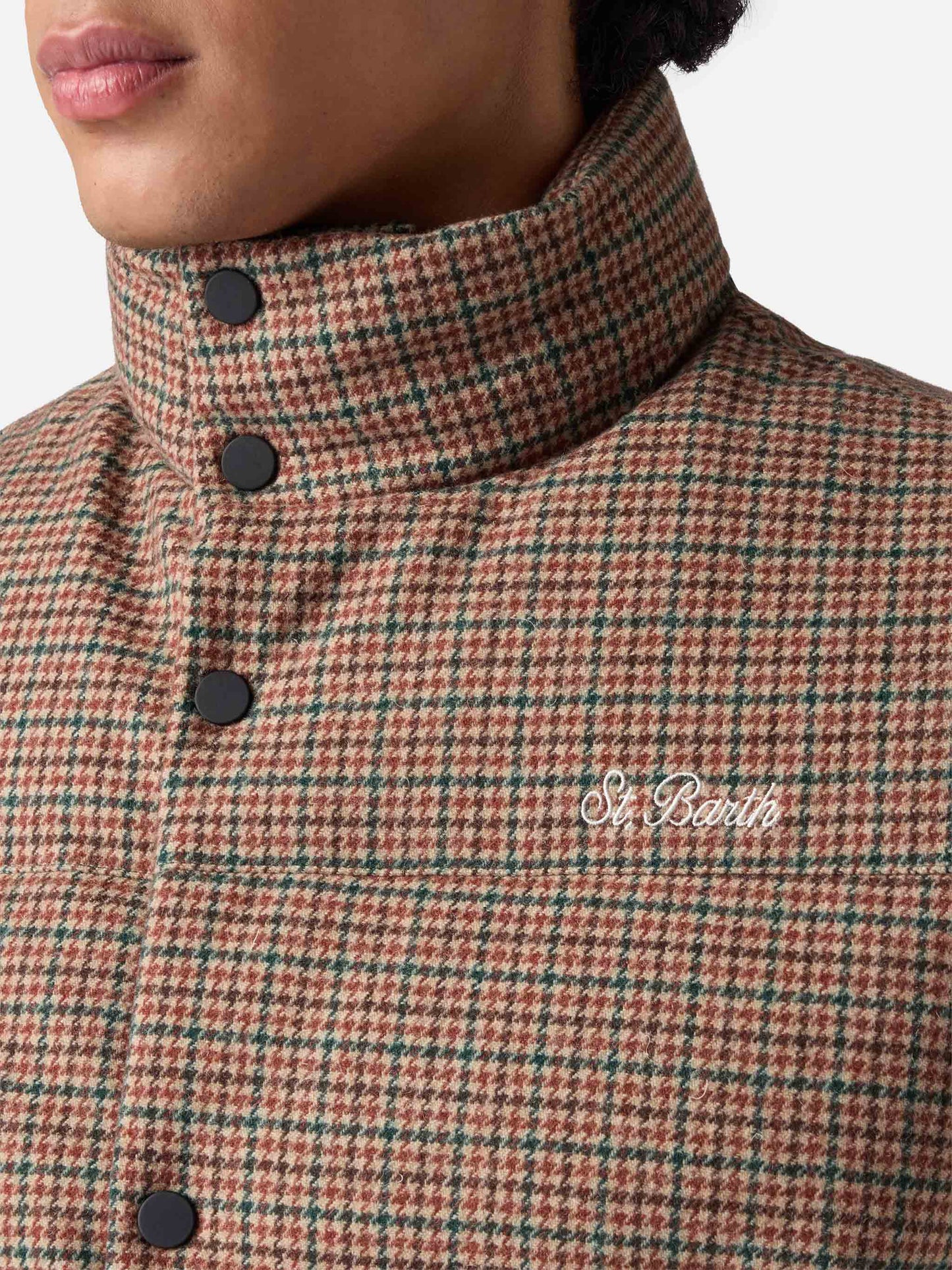 Daunengefütterte Weste Thunder mit Pied de Poul-Print