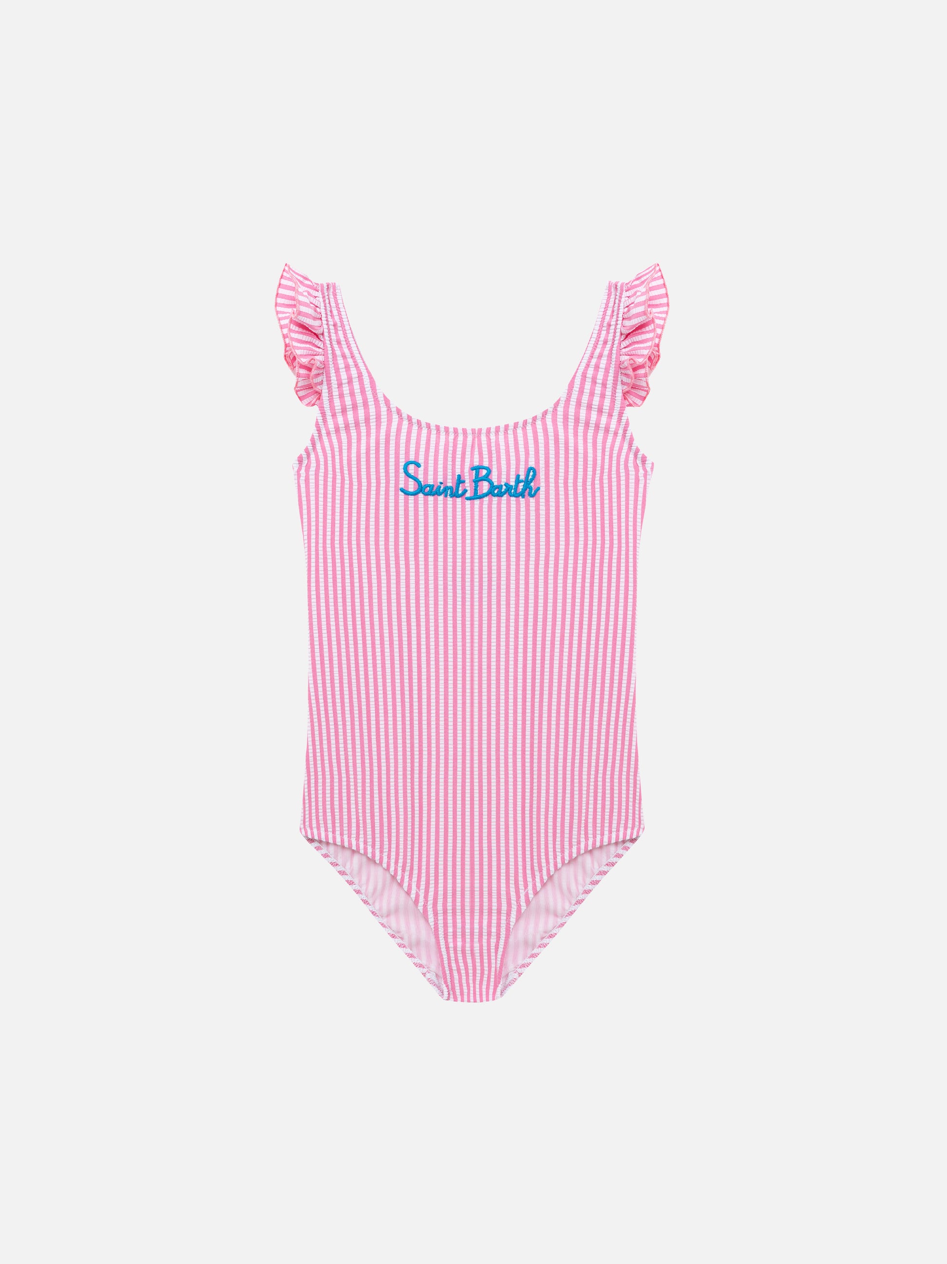 Tilda one-piece seersucker swimsuit with ruffled straps - MC2 Saint Barth