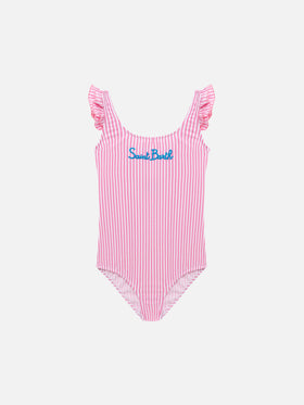 Tilda one-piece seersucker swimsuit with ruffled straps - MC2 Saint Barth