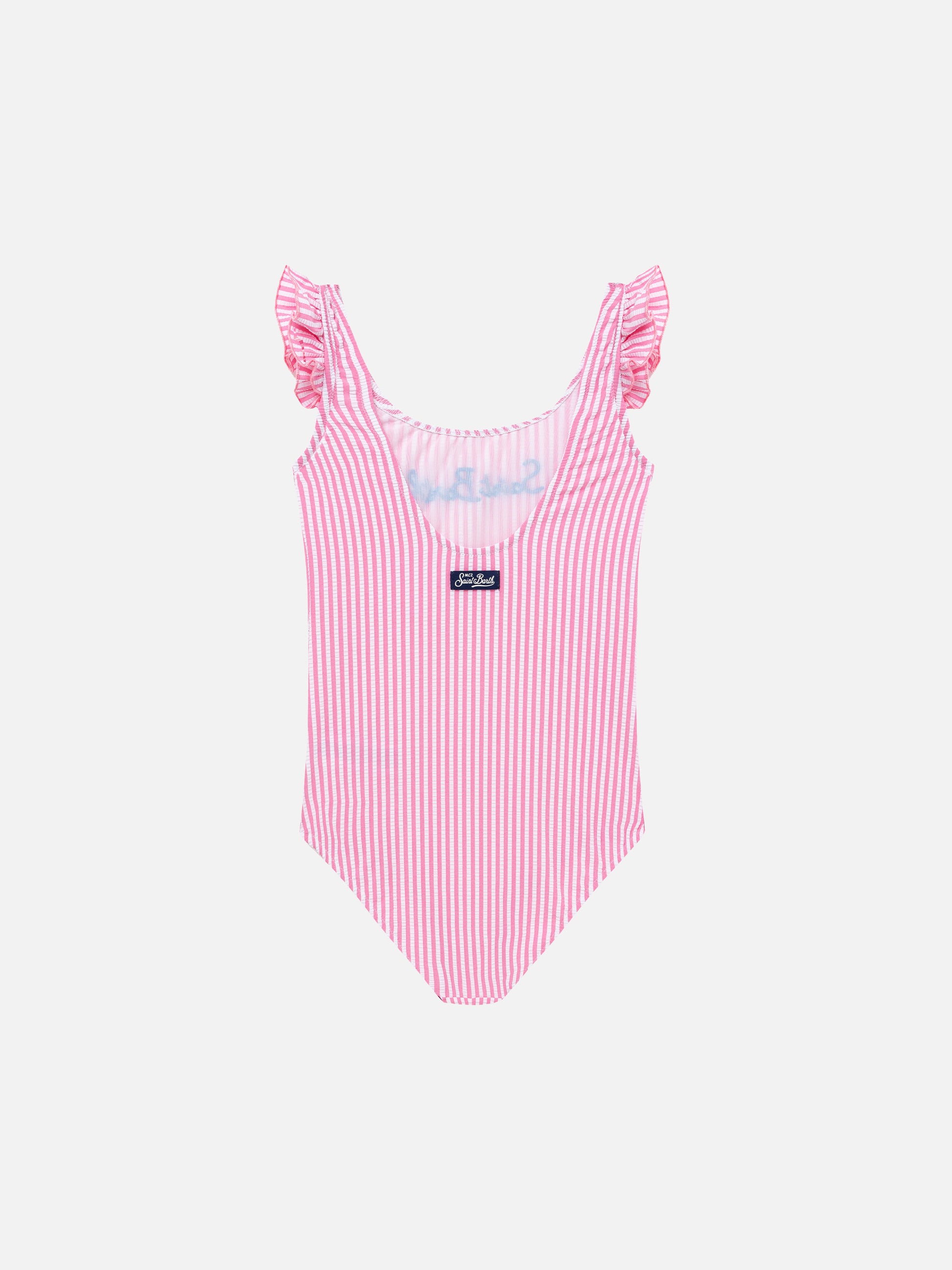 Tilda one-piece seersucker swimsuit with ruffled straps - MC2 Saint Barth