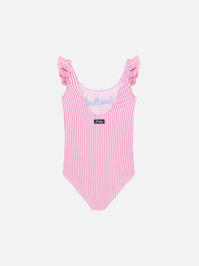 Tilda one-piece seersucker swimsuit with ruffled straps - MC2 Saint Barth