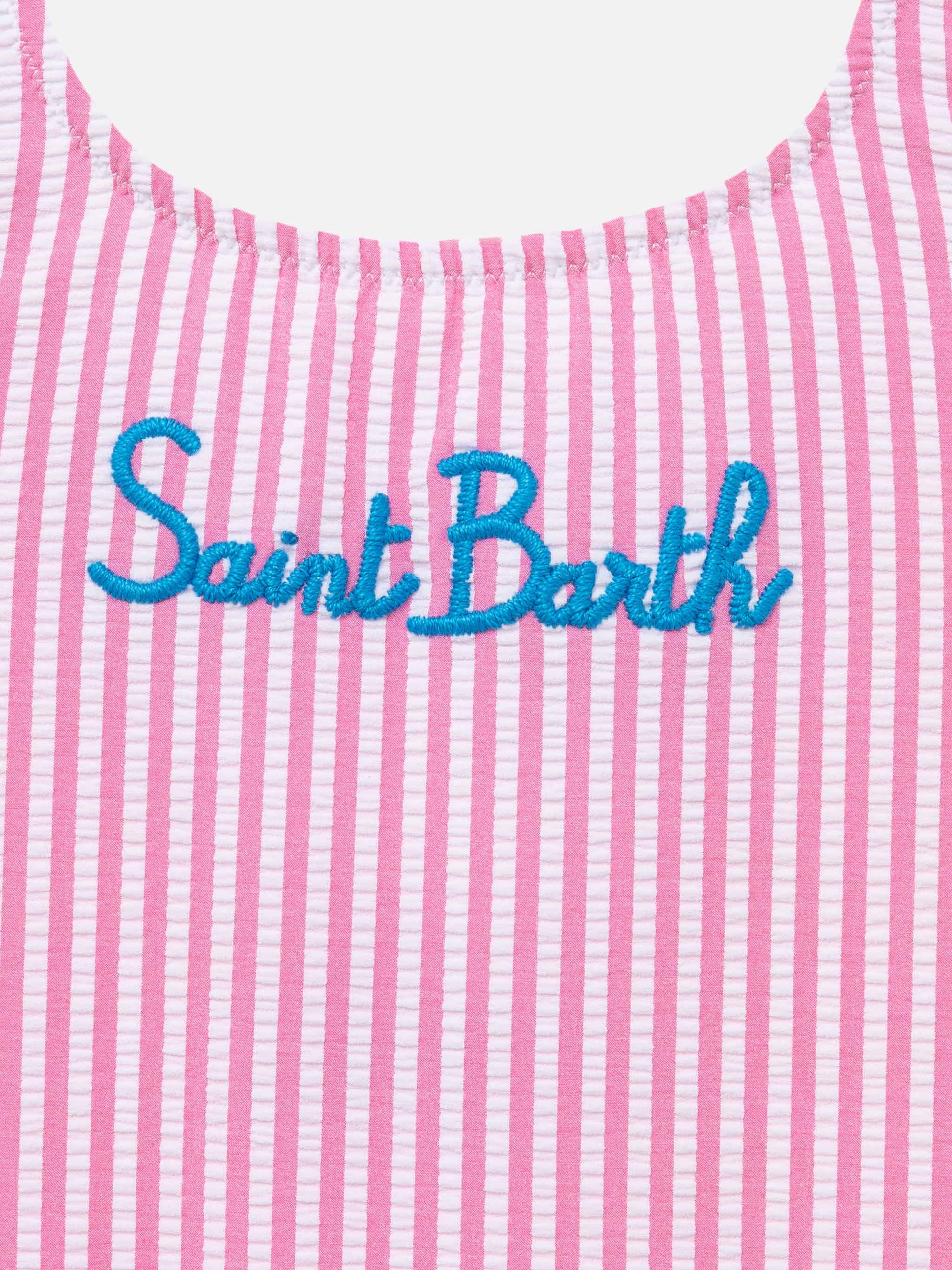 Tilda one-piece seersucker swimsuit with ruffled straps - MC2 Saint Barth