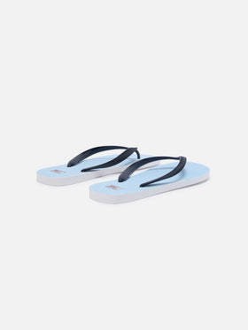 Tommy rubber slip-on flip flops with light blue stripes