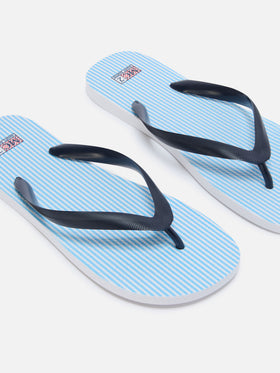 Tommy rubber slip-on flip flops with light blue stripes