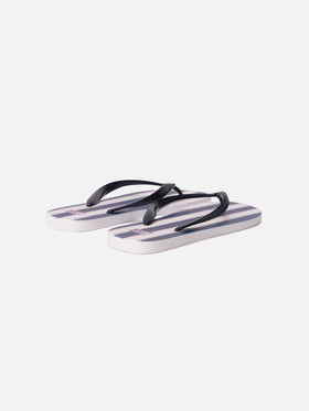 Infradito Tommy slip-on in gomma con righe larghe blu e bianche