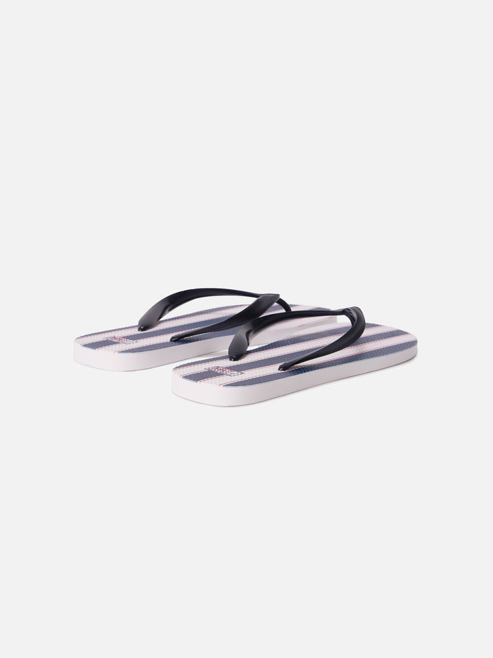 Infradito Tommy slip-on in gomma con righe larghe blu e bianche