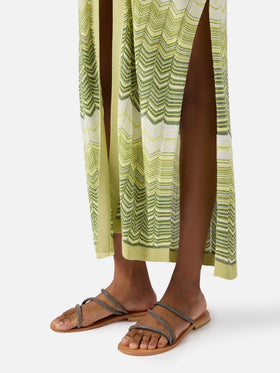 Cardigan lungo Tonia in maglia verde