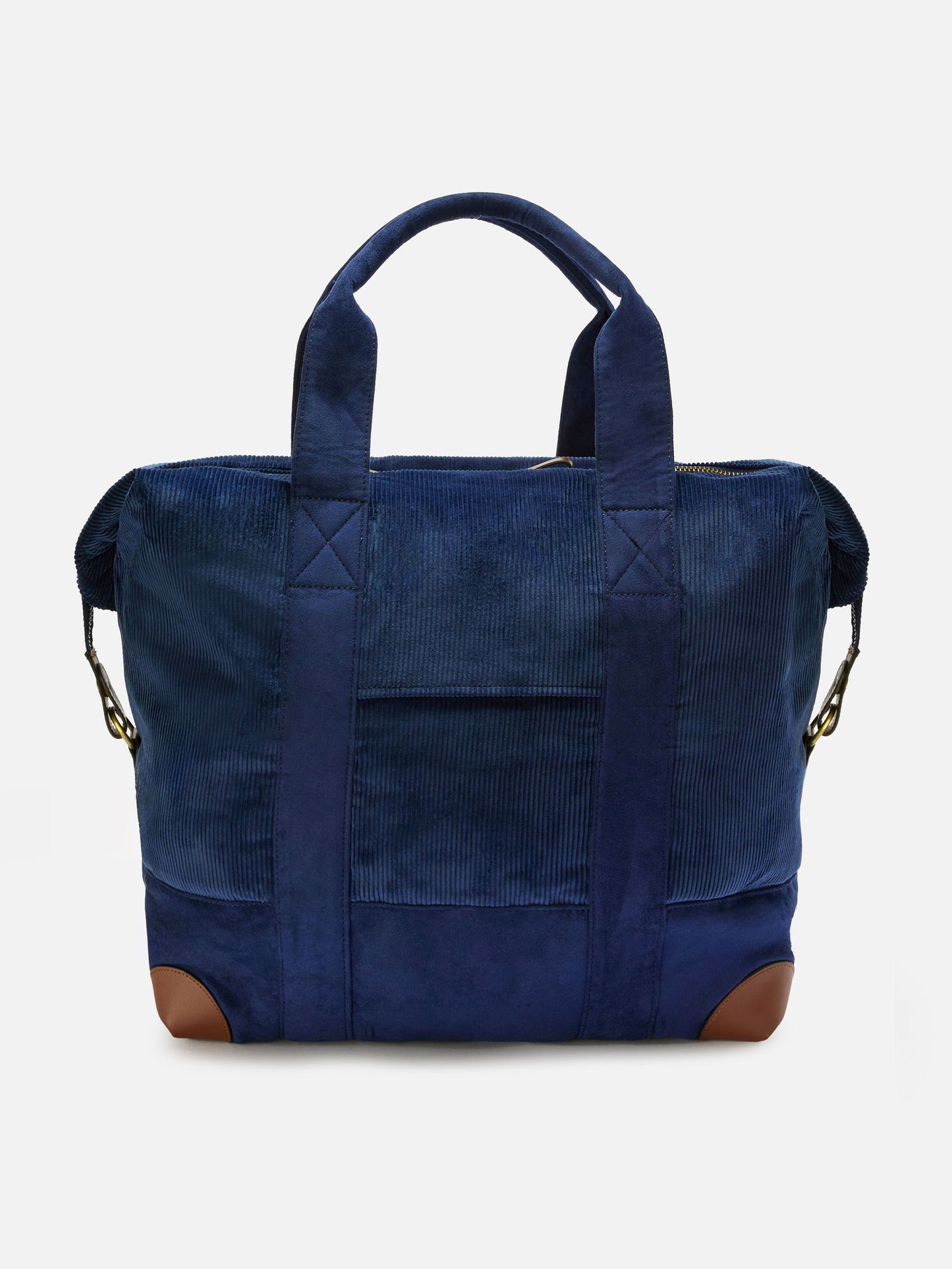 Reisetasche aus Cord, Duffelbag, in blauem Cord-Samt und Wildleder