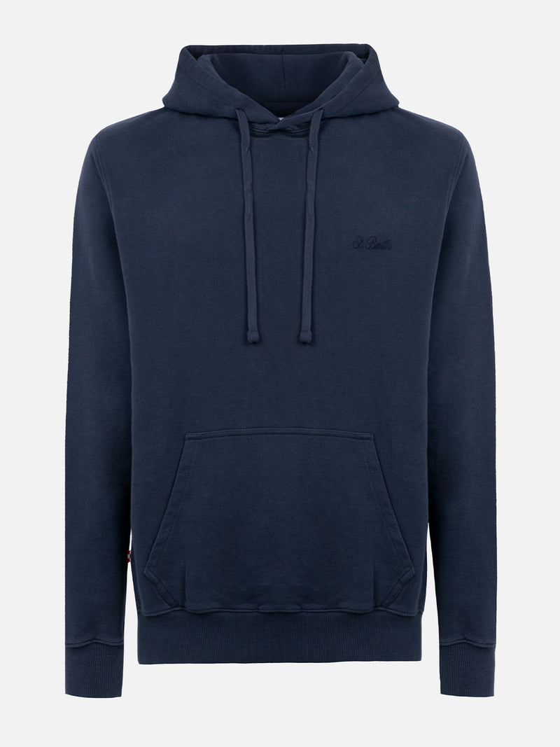 Man navy blue sweatshirt Tribeca with St. Barth embroidery