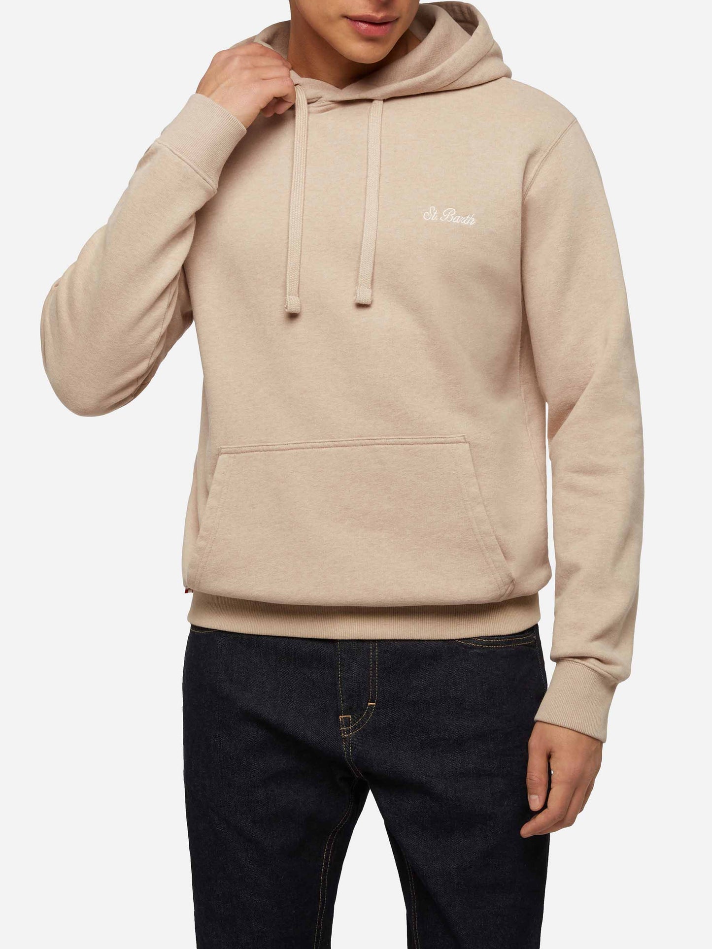 Mélange beige sweatshirt Tribeca with St. Barth embroidery - MC2 Saint Barth