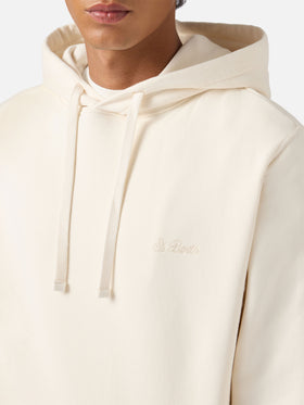 Tribeca Baumwoll-Hoodie in Creme mit St. Barth-Stickerei