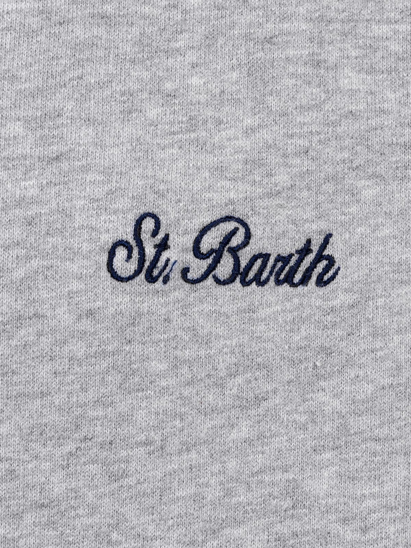 Man mélange grey sweatshirt Tribeca with St. Barth embroidery