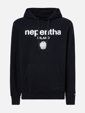 Schwarzer Tribeca-Baumwollhoodie mit Nepentha-Print | NEPENTHA SPECIAL EDITION