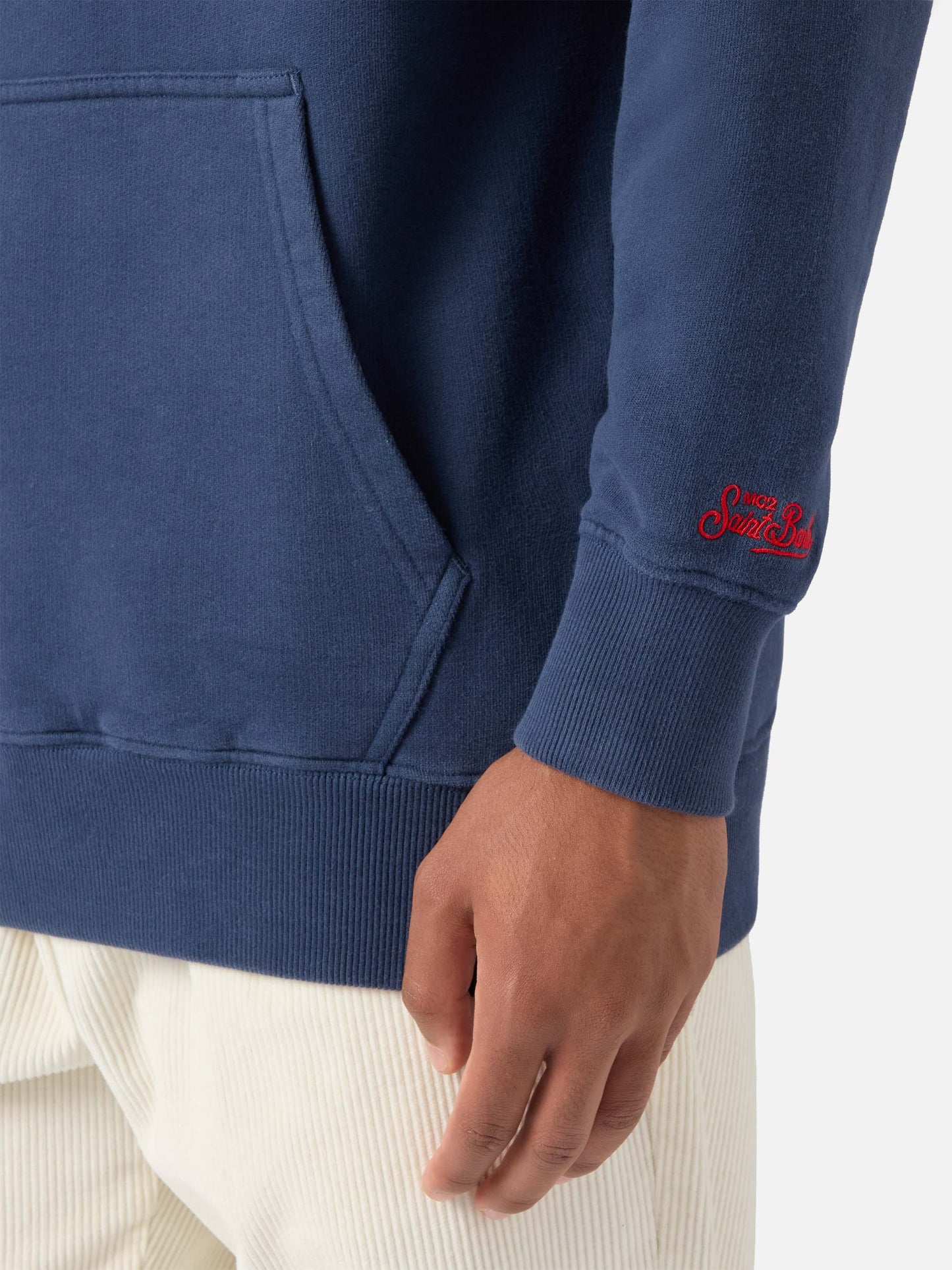 Tribeca-Kapuzenpullover aus Baumwolle in Blau mit „Vacanze di Natale“-Stickerei | VACANZE DI NATALE SONDERAUSGABE