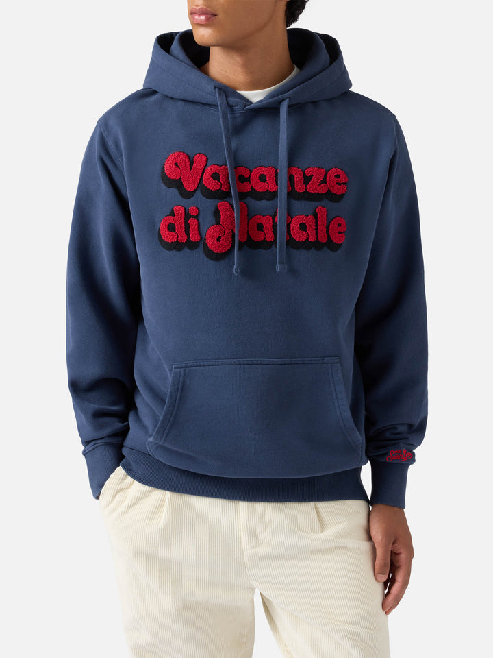 Tribeca cotton hoodie in blue with Vacanze di Natale embroidery | VACANZE DI NATALE SPECIAL EDITION