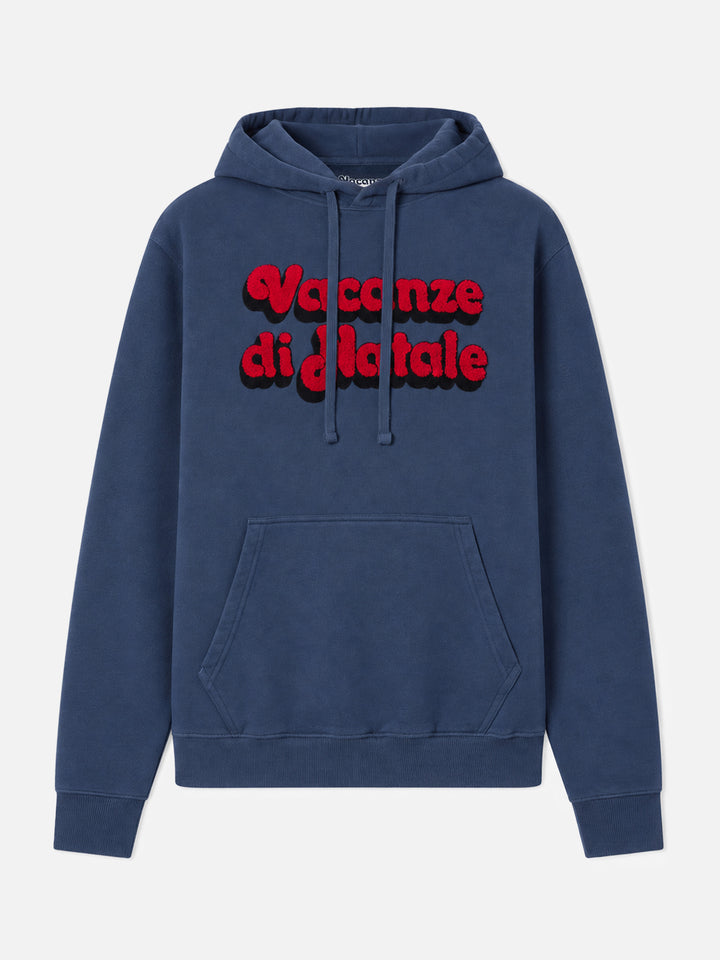 Sudadera con capucha Tribeca de algodón en azul con bordado Vacanze di Natale | VACANZE DI NATALE SPECIAL EDITION 