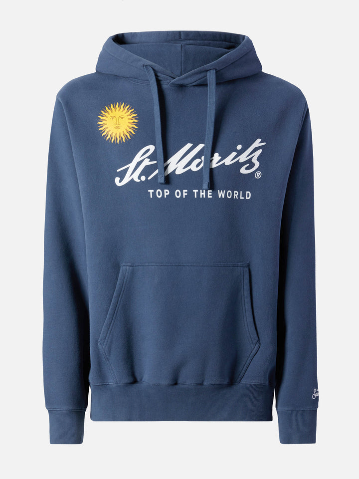 Felpa Tribeca in cotone blu con cappuccio e stapa St. Moritz | ST. MORITZ TOP OF THE WORLD