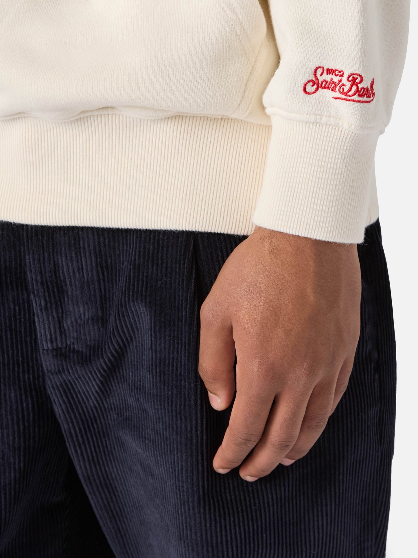 Tribeca-Kapuzenpullover aus Baumwolle in Weiß mit „Vacanze di Natale“-Stickerei | VACANZE DI NATALE SONDERAUSGABE