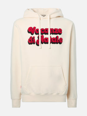 Tribeca-Kapuzenpullover aus Baumwolle in Weiß mit „Vacanze di Natale“-Stickerei | VACANZE DI NATALE SONDERAUSGABE