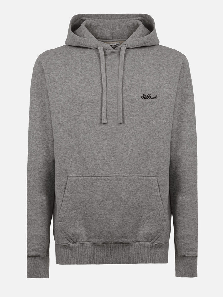 Man mélange grey sweatshirt Tribeca with St. Barth embroidery - MC2 Saint Barth