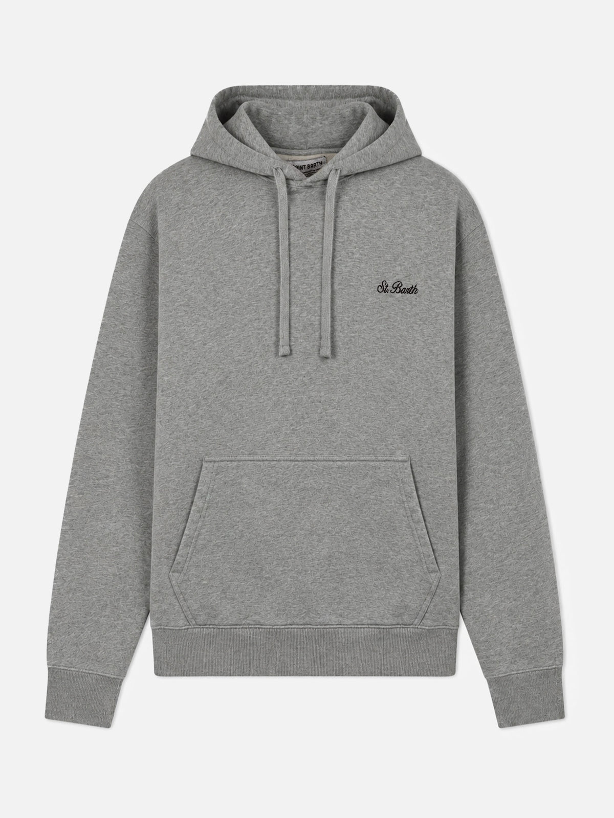 Sudadera Tribeca de algodón en color liso gris melange con bordado del logo 