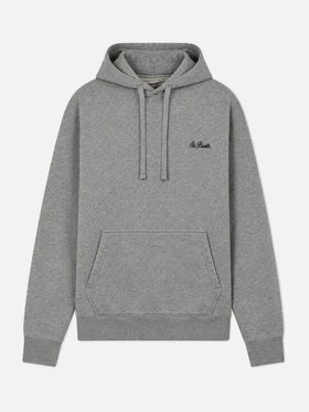 Sudadera Tribeca de algodón en color liso gris melange con bordado del logo 