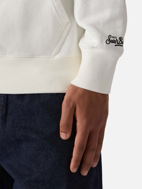 Felpa Tribeca in cotone bianco con cappuccio e stampa flock Yuppies | YUPPIES SPECIAL EDITION