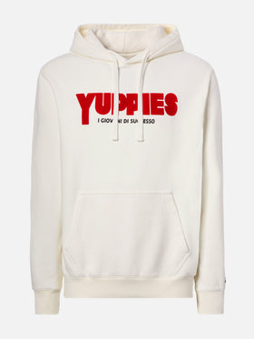 Felpa Tribeca in cotone bianco con cappuccio e stampa flock Yuppies | YUPPIES SPECIAL EDITION