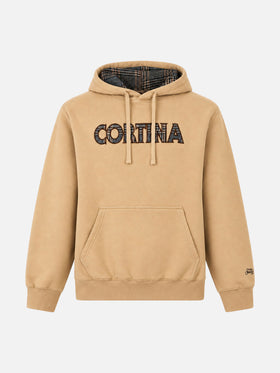 Sweat à capuche beige Tribeca avec patch Cortina 