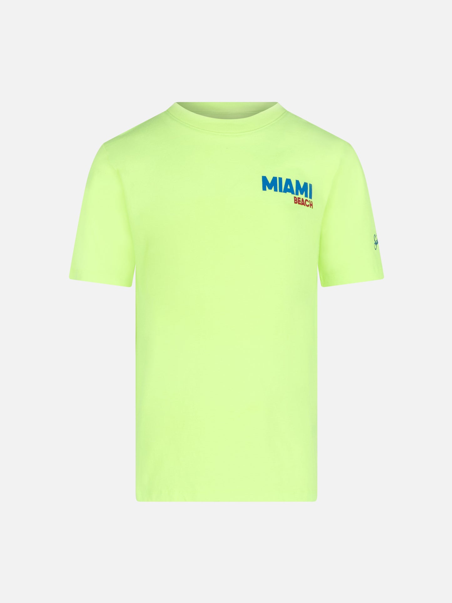 Boy cotton t-shirt with Miami Beach postcard print - MC2 Saint Barth