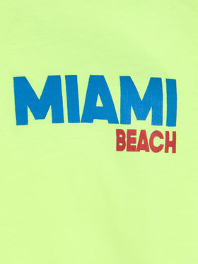 Boy cotton t-shirt with Miami Beach postcard print - MC2 Saint Barth