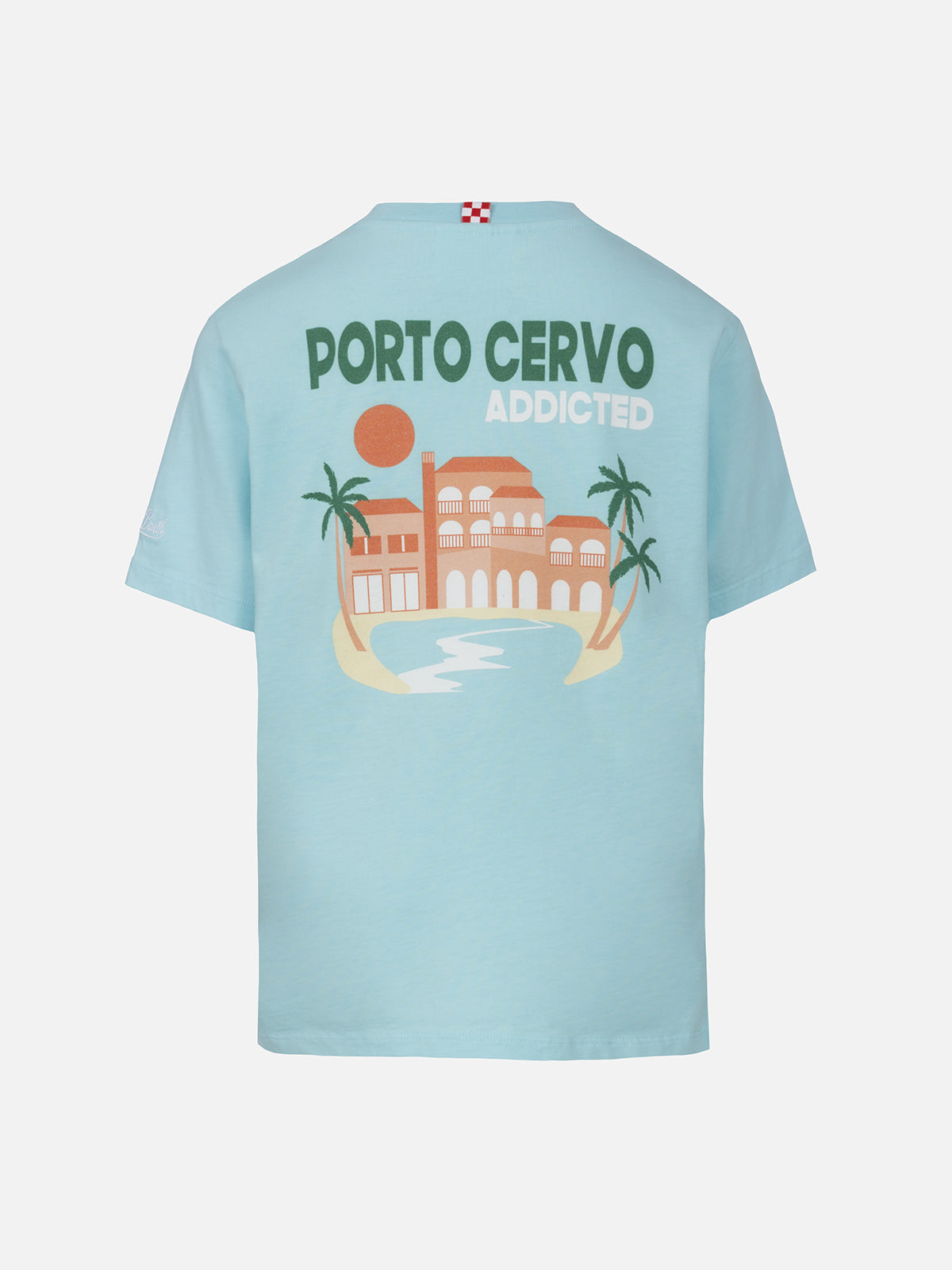 Boy cotton t-shirt with Porto Cervo addicted postcard print - MC2 Saint Barth