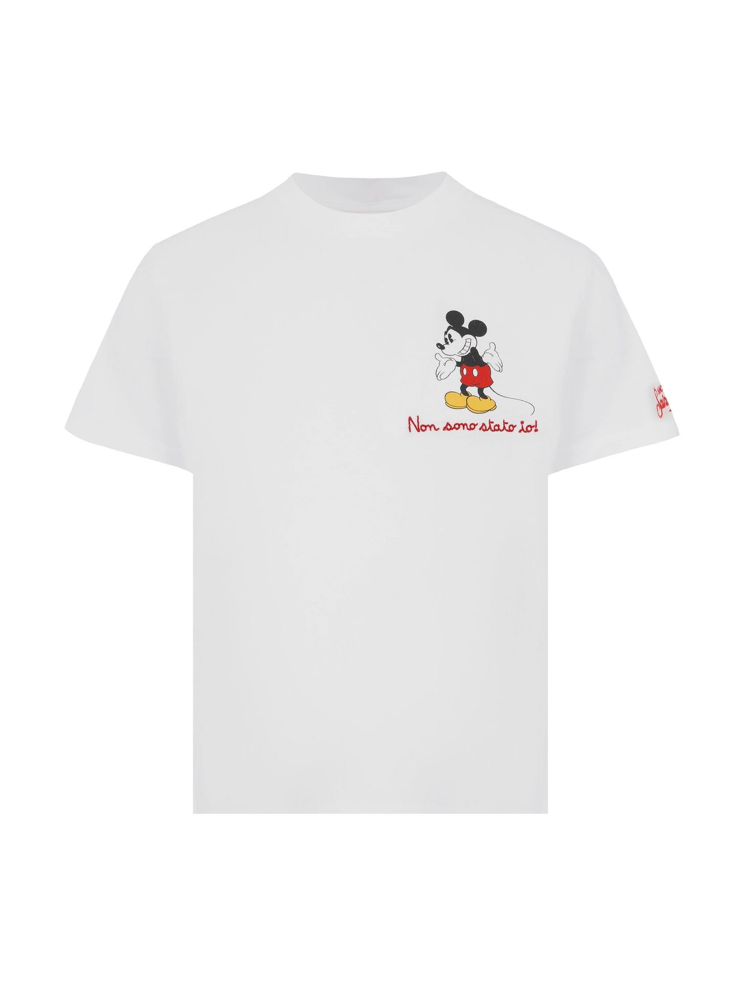 Cotton t-shirt with Non sono stato io embroidery and Mickey Mouse print | DISNEY® SPECIAL EDITION - MC2 Saint Barth
