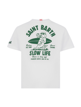 Cotton t-shirt with Saint Barth relaxed life print - MC2 Saint Barth