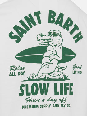 T-shirt in cotone con stampa Saint Barth slow  life