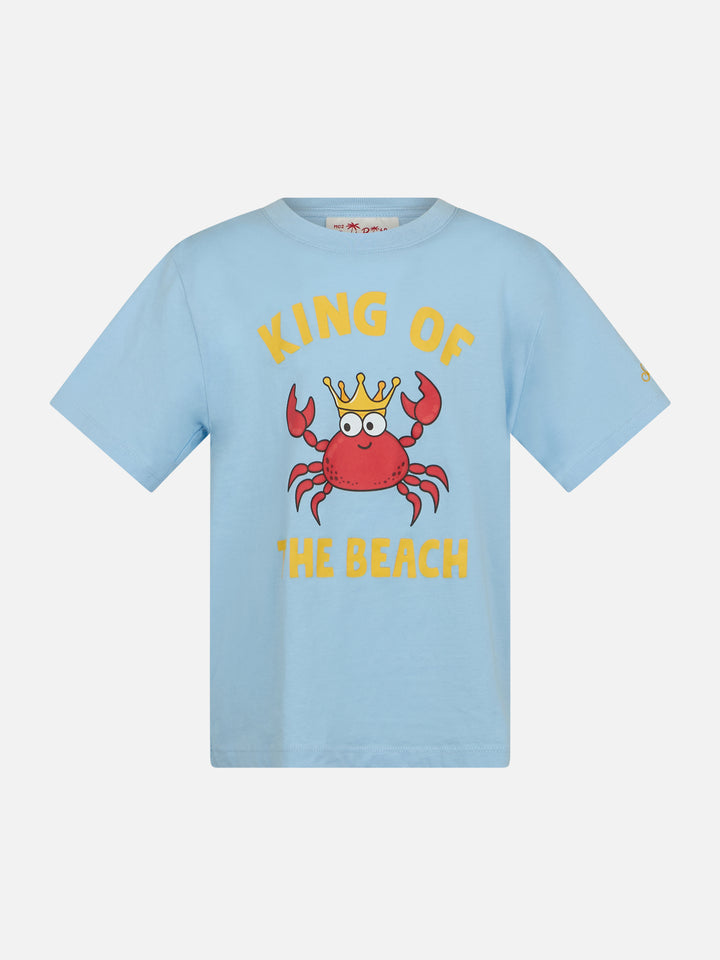 Boy cotton t-shirt with King of the Beach crab print - MC2 Saint Barth