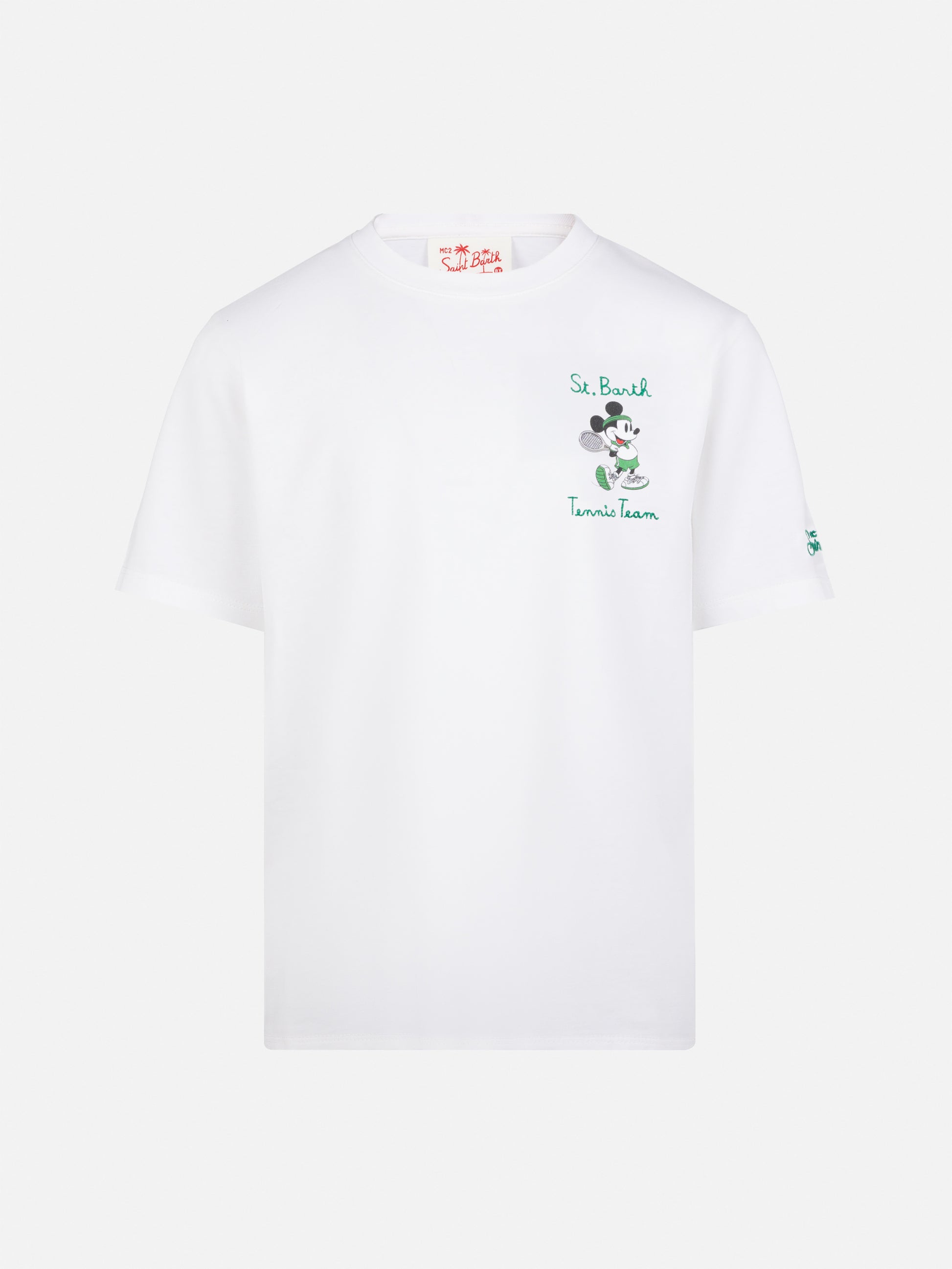 Cotton t-shirt with St. Barth tennis team embroidery and Mickey Mouse print | DISNEY® SPECIAL EDITION - MC2 Saint Barth