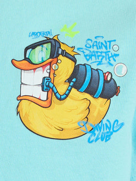 Boy cotton t-shirt with cryptopuppets ducky print | CRYPTOPUPPETS SPECIAL EDITION - MC2 Saint Barth