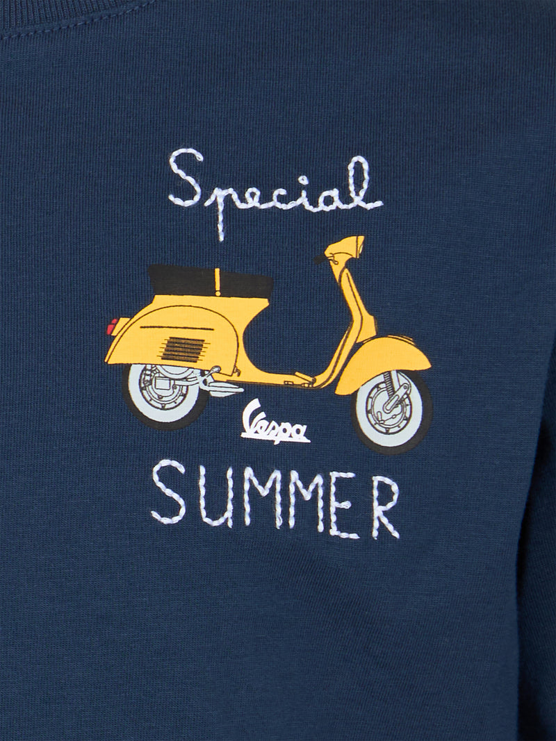 Baumwoll-T-Shirt für Jungen mit Vespa-Aufdruck und Special Summer-Stickerei | VESPA-SONDEREDITION