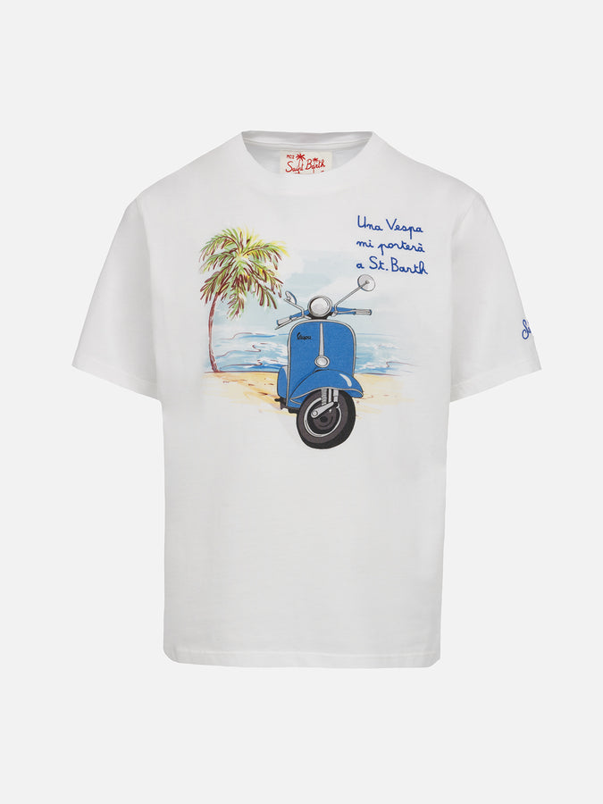 Mc2 Saint Barth T-shirt da bambino in cotone con stampa e ricamo Vespa | EDIZIONE SPECIALE VESPA