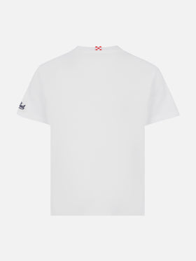 Cotton t-shirt with My Dad is my hero embroidery - MC2 Saint Barth