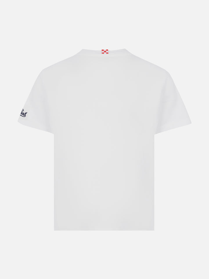 Cotton t-shirt with My Dad is my hero embroidery - MC2 Saint Barth